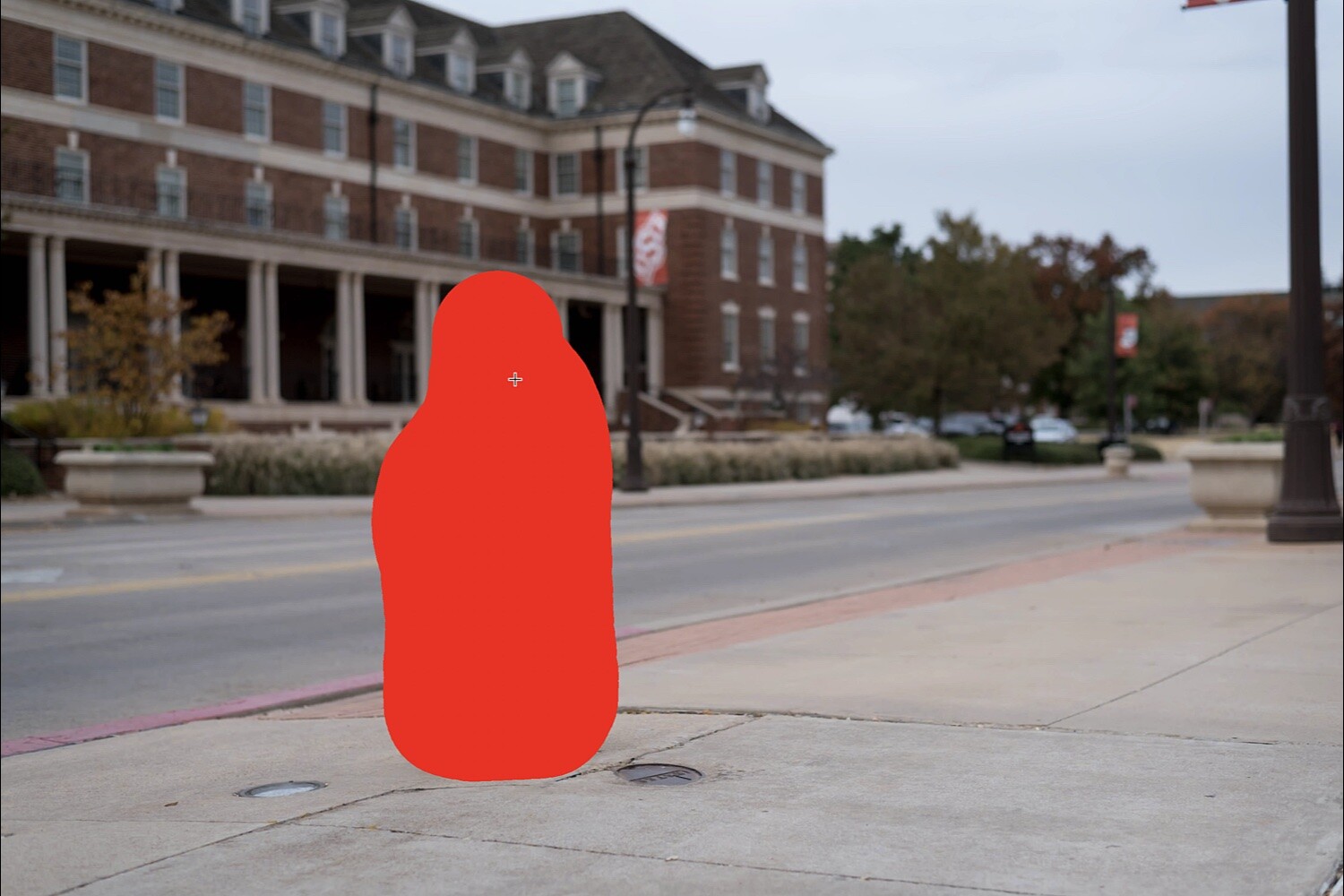 Lightroom Object Selection, a red blob of color to illustrate the object selection masking brush tool.