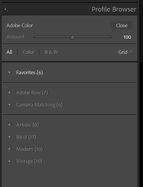 Color profiles in Lightroom