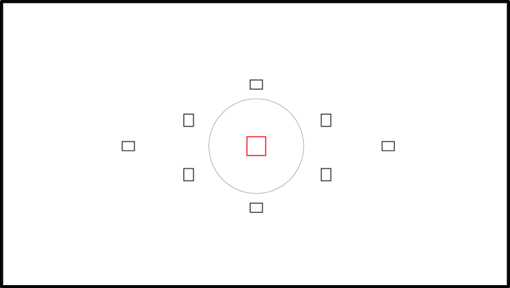 Image: Focus points with the center one selected. This is where your camera will focus.